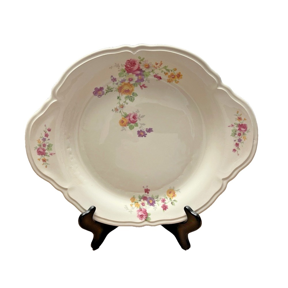 Edwin‎ Knowles Semi Vitreous China 13" x 10 1/2" Serving Platter-Floral Pattern